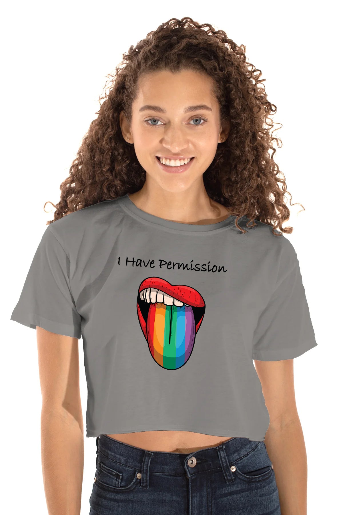 I Have Permission (Rainbow Tongue) Crop Tee