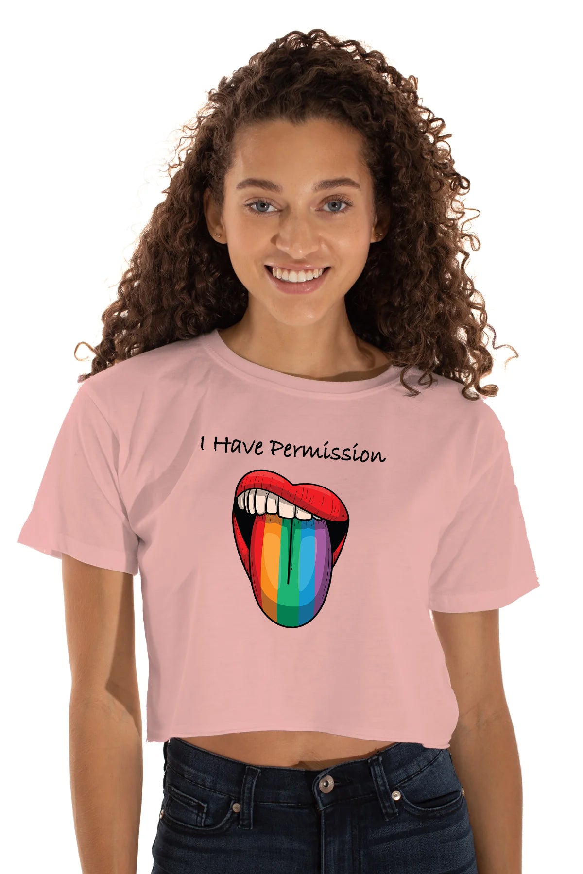 I Have Permission (Rainbow Tongue) Crop Tee