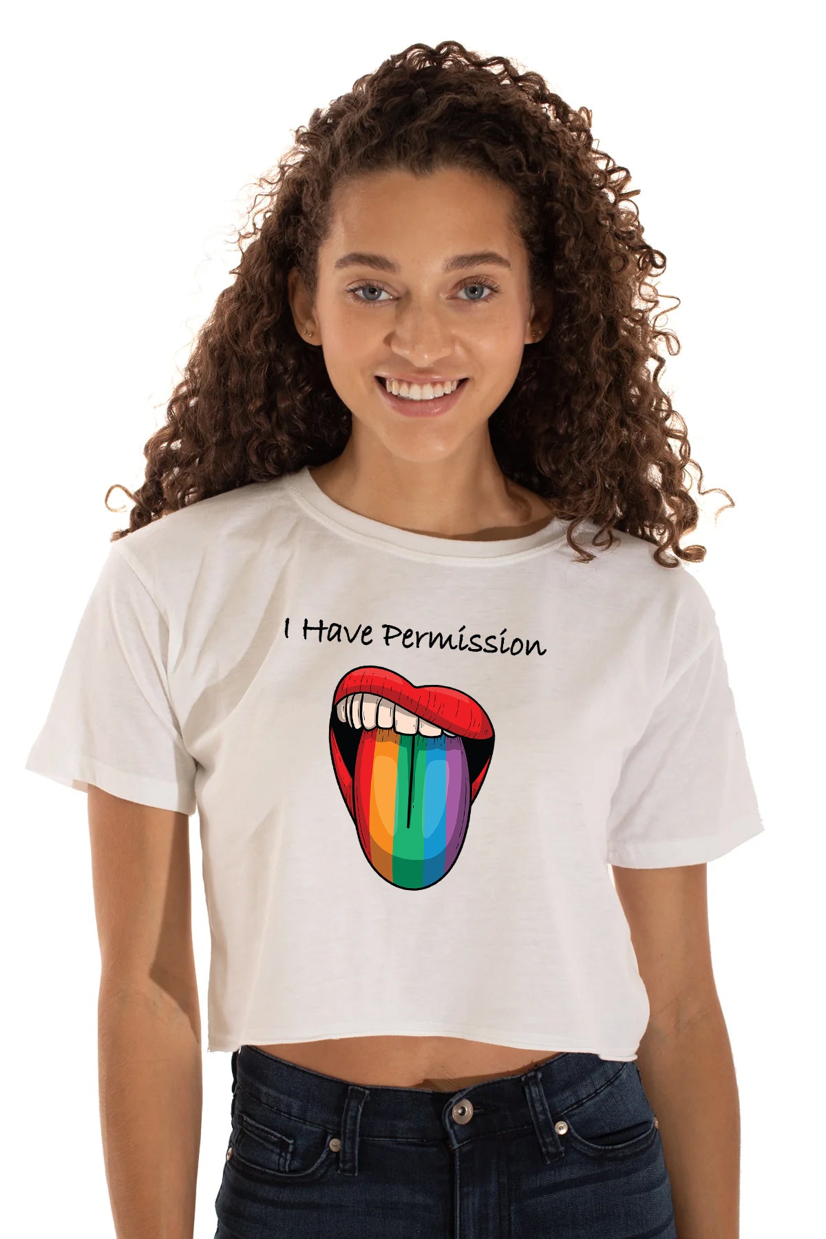 I Have Permission (Rainbow Tongue) Crop Tee