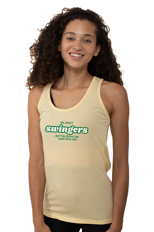 We're Not Swingers Tie Back Tank